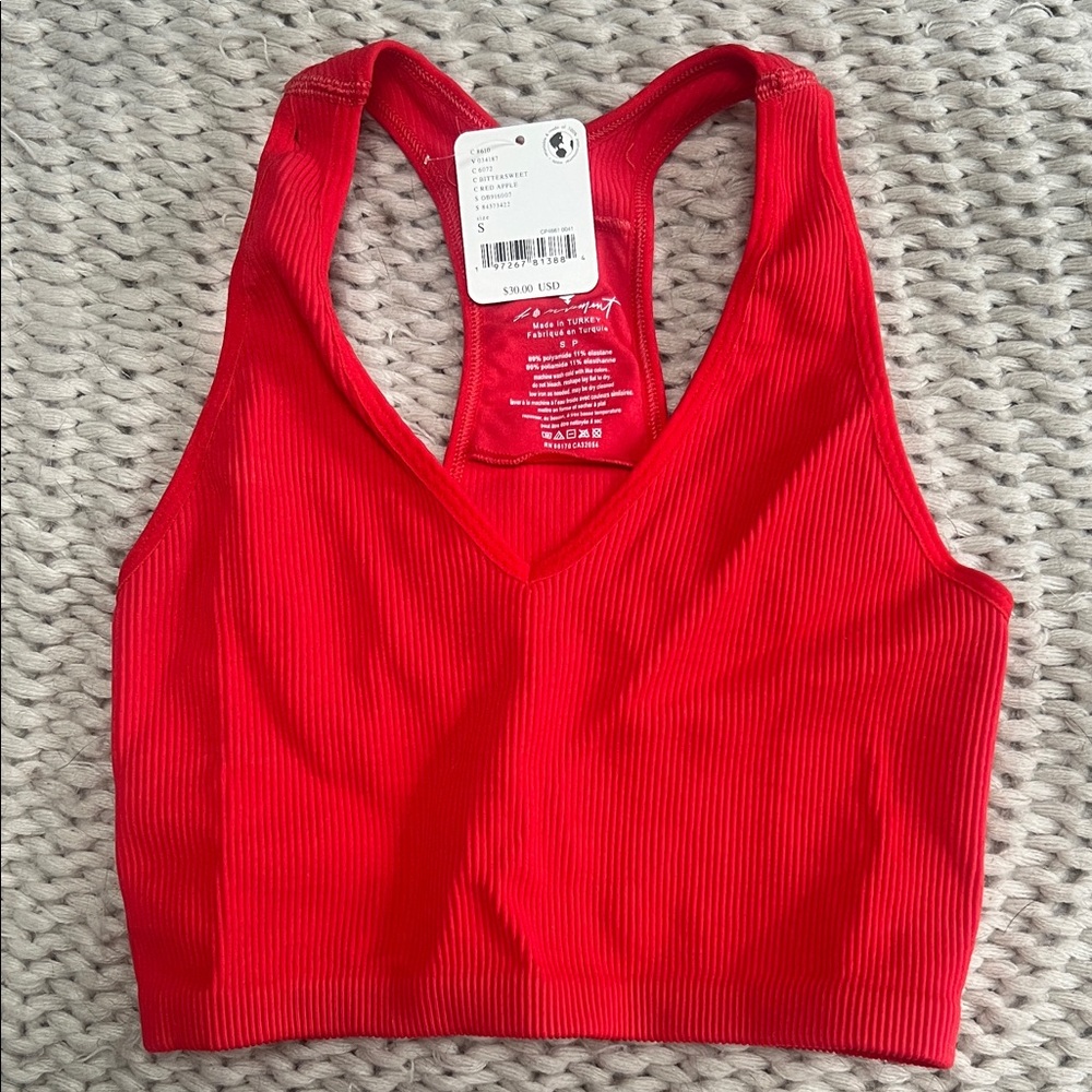 Women's Red Ribbed Sports Bra- Free People movement